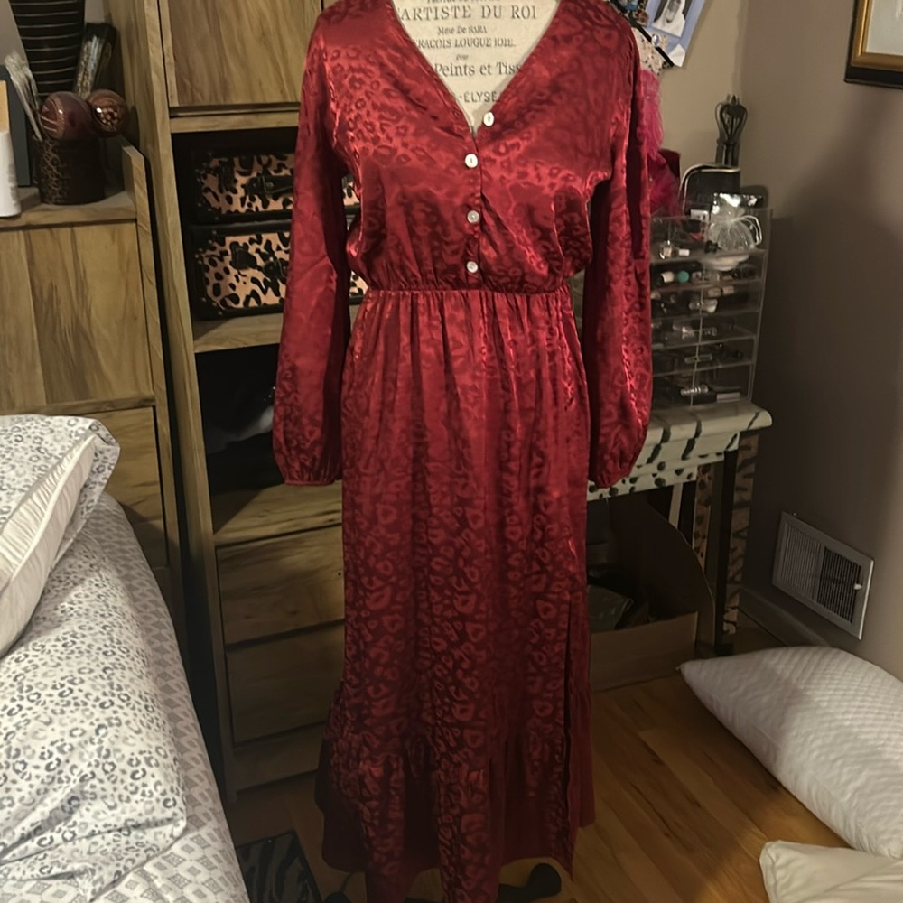 Talia Benson Red Leopard Maxi Dress - Médium